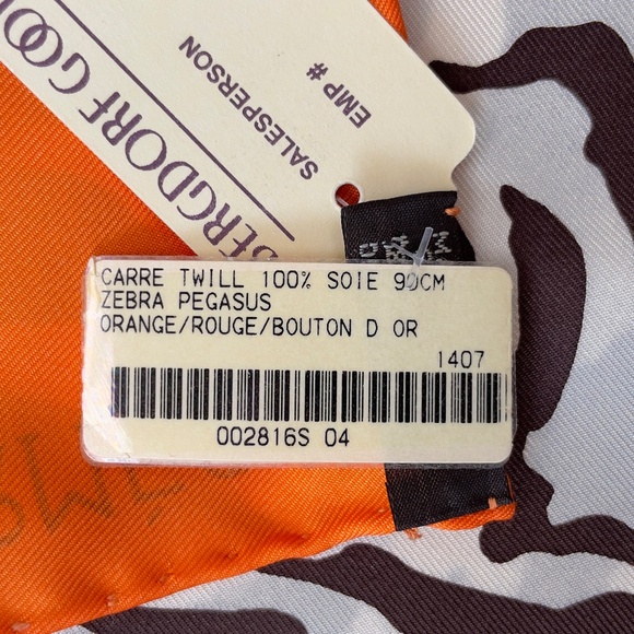NWT RARE! Hermes Scar Carré 90 "Zebra Pegasus" in Orange & Red by Alice Shirley - Picture 3 of 10